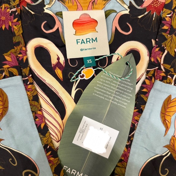 FARM Rio Flowing Beauty Mini Dress, Light Blue/Black/Red, NWT 🇧🇷 - Picture 13 of 16